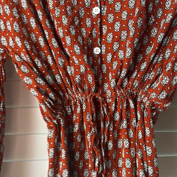 Christy Dawn Rust Floral Midi Dress – Deadstock Fabric, Size Small - Picture 3 of 5